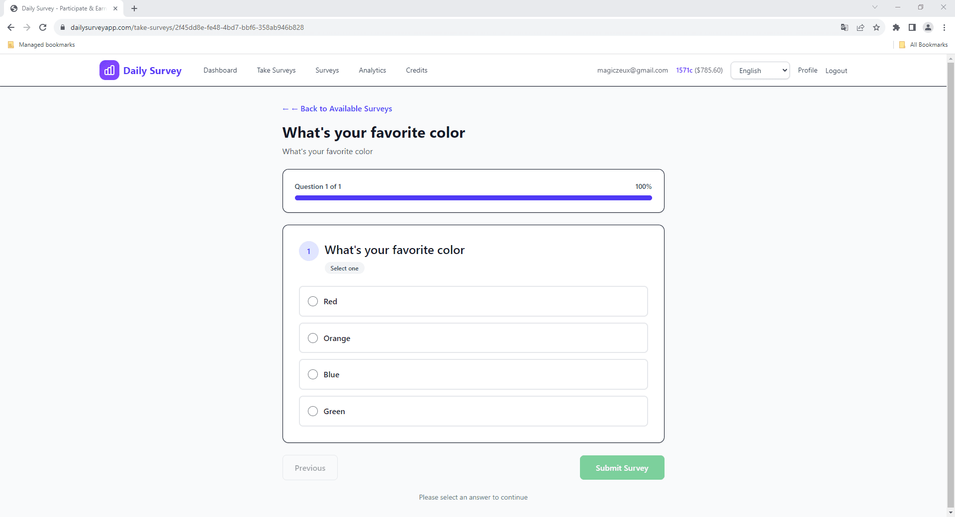 Answering survey questions